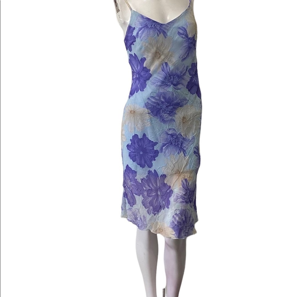 Sense Blues & Purples Spaghetti Strap V Neck Lightweight Chiffon Overlay Sz LG